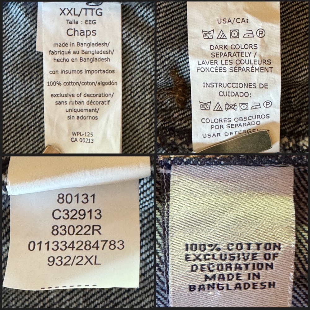 Chaps Denim Men’s Classic Trucker Jacket 100% Cotton (XXL) NWOT - Picture 16 of 17